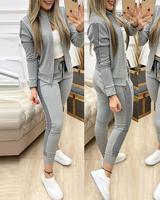Moda dres 2 sztuka zestaw jesień zimowy zamek błyskawiczny kurtka + długie spodnie strój sportowy bluza damska strój sportowy dla kobiet 5